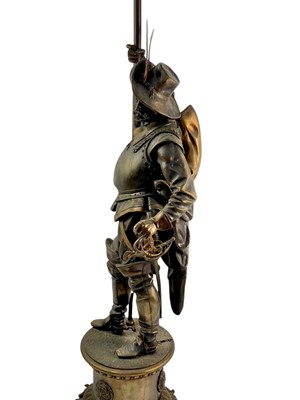 Lot 87 - A substantial bronze cavalier floor lamp.