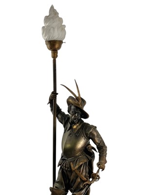 Lot 87 - A substantial bronze cavalier floor lamp.