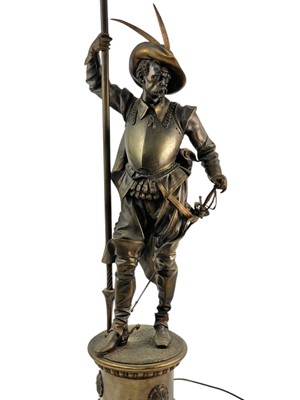 Lot 87 - A substantial bronze cavalier floor lamp.