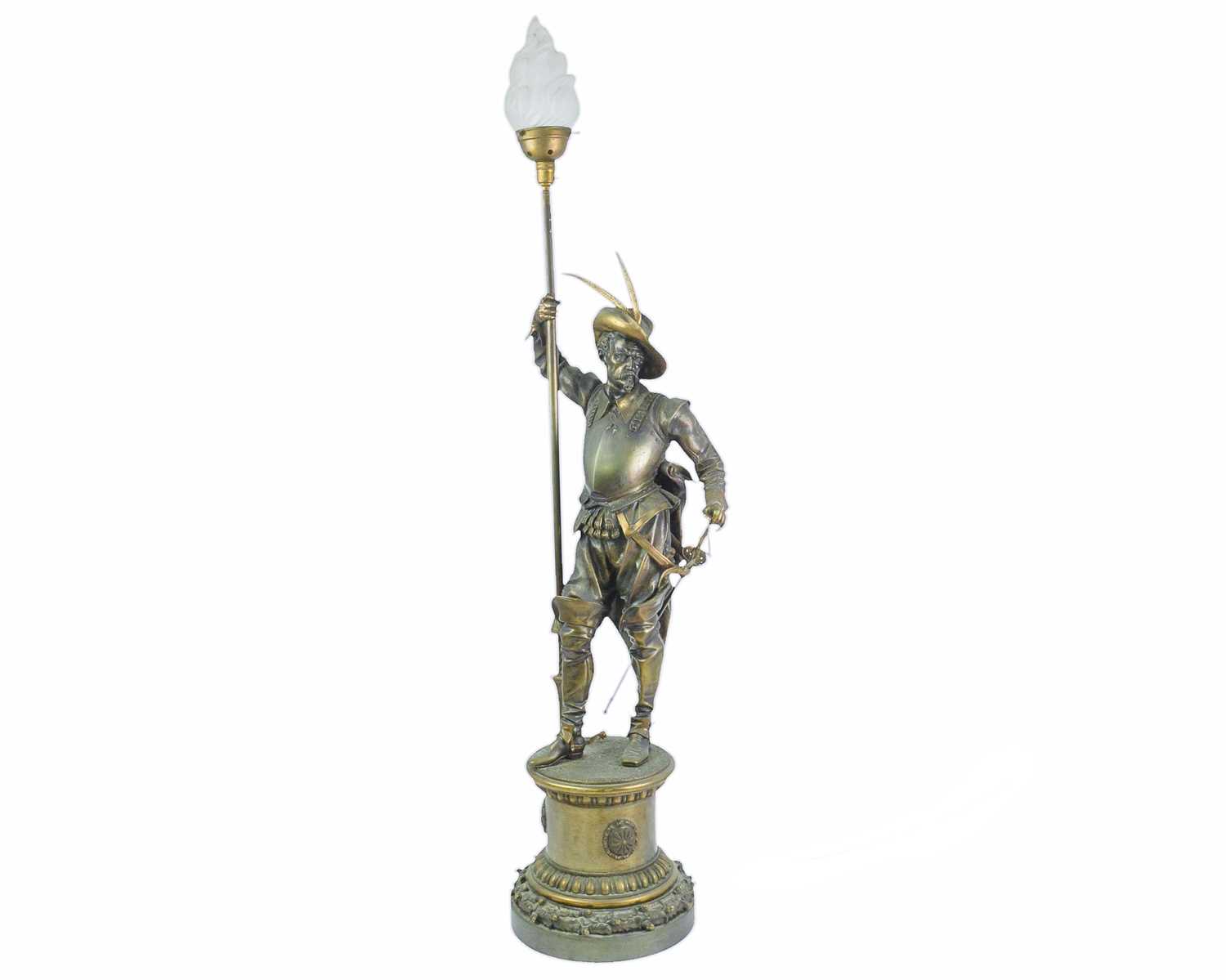Lot 87 - A substantial bronze cavalier floor lamp.