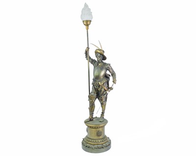 Lot 87 - A substantial bronze cavalier floor lamp.
