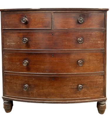 Lot 476 - An early Victorian mahogany bow front chest.