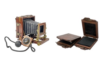 Lot 173 - A mahogany and brass 1906 patent Instantograph bellows plate camera.