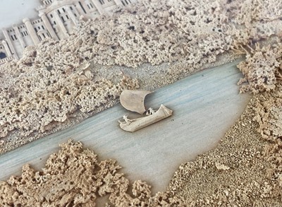 Lot 20 - A pair of intricately carved cork diorama pictures of Windsor and Edinburgh castles.