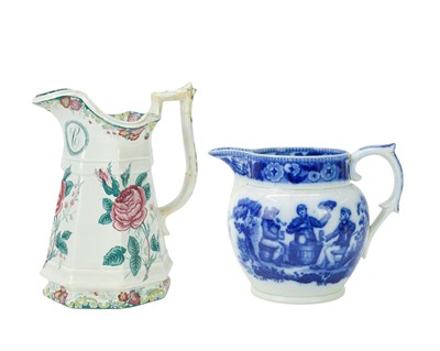 Lot 230 - Two 19th century documentary pearlware jugs.