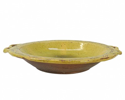 Lot 223 - A late 19th century Ewenny slipware pottery two handled dish.