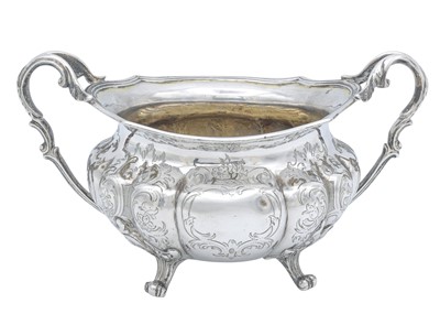 Lot 16 - A Victorian silver three-piece tea set by Charles Reily & George Storer.