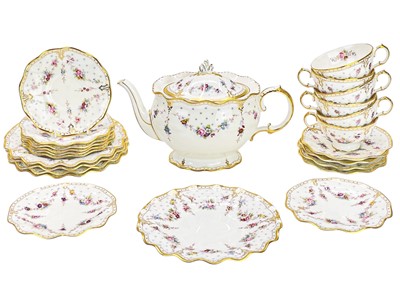 Lot 222 - A Royal Crown Derby Royal Antoinette pattern part tea service.