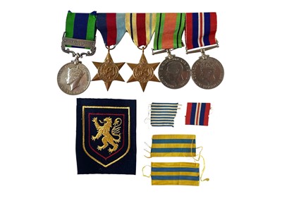 Lot 555 - An India and WWII five medal group to 824591 Gnr R Stewart R A.