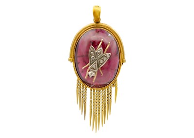 Lot 94 - An unusual Victorian carbuncle almandine garnet and diamond fly pendant/brooch.