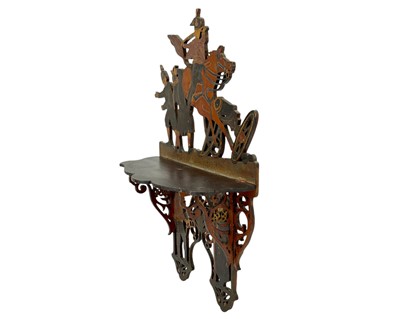 Lot 6 - A pair of pierced and painted fretwork folding wall shelves.