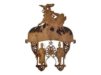 Lot 6 - A pair of pierced and painted fretwork folding wall shelves.