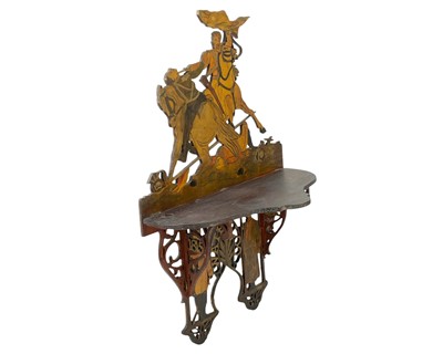 Lot 6 - A pair of pierced and painted fretwork folding wall shelves.