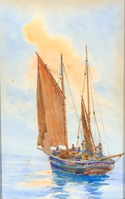Lot 92 - Frederick MASSEY (XIX-XX) Fishing lugger in...