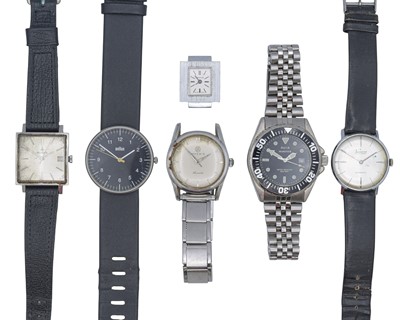Lot 1187 - A selection of six wristwatches.