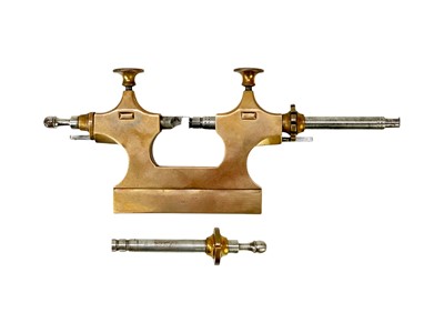 Lot 43 - A watchmaker's mandrel or 'Tour á Pivoter' tool, within a fitted case.