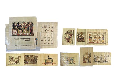 Lot 118 - A collection of 21 Egyptian papyrus paintings.