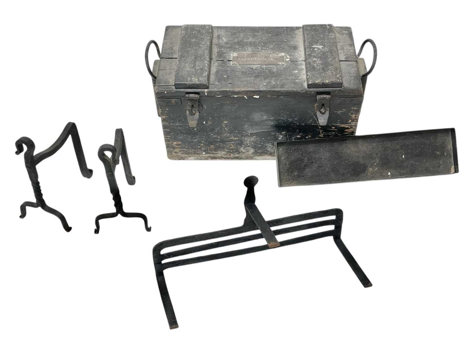 Lot 25 - A small painted pine military/naval trunk.