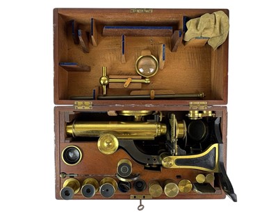 Lot 229 - A compound monocular microscope by H Crouch, 54, London Wall, London, 334.