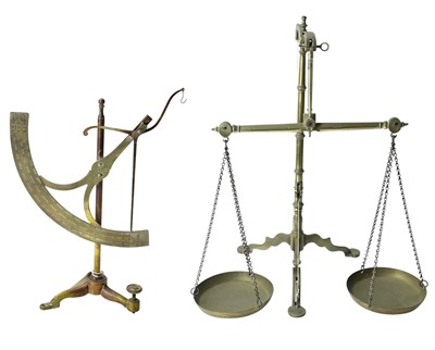 Lot 8 - A set of Victorian brass banker's scales.