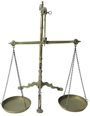 Lot 8 - A set of Victorian brass banker's scales.