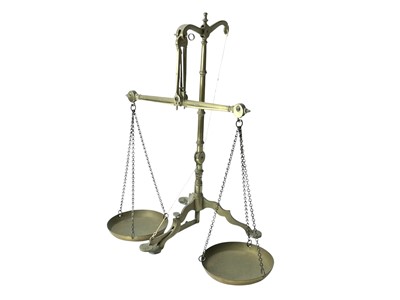Lot 8 - A set of Victorian brass banker's scales.