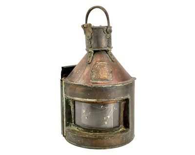 Lot 212 - A copper ship's starboard lantern.