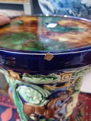 Lot 236 - A pair of continental majolica jardinieres and stands.