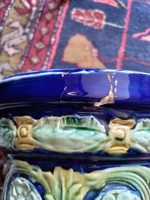 Lot 236 - A pair of continental majolica jardinieres and stands.