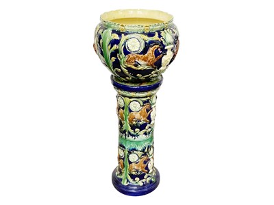 Lot 236 - A pair of continental majolica jardinieres and stands.