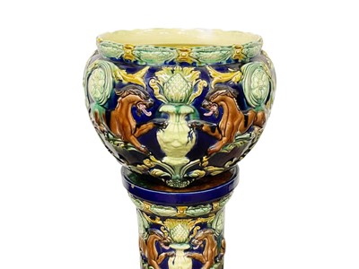 Lot 236 - A pair of continental majolica jardinieres and stands.