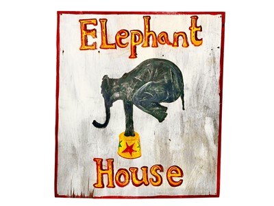 Lot 124 - A sign written wooden sign, 'Elephant House'.