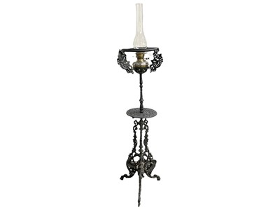 Lot 55 - A Victorian cast iron oil lamp stand.