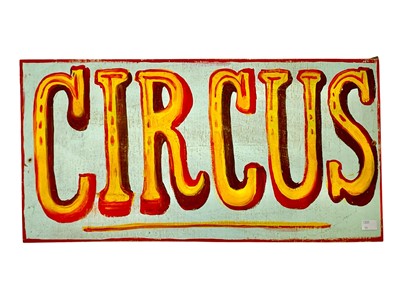 Lot 21 - A sign written wooden sign 'CIRCUS'.