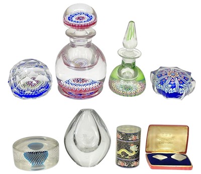 Lot 280 - A millefiori glass ink bottle and stopper.