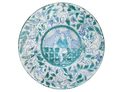Lot 663 - An Indian Bombay School circular pottery plaque.