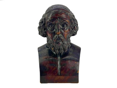 Lot 41 - A 19th century carved mahogany bust of Homer.