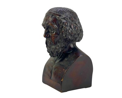 Lot 41 - A 19th century carved mahogany bust of Homer.