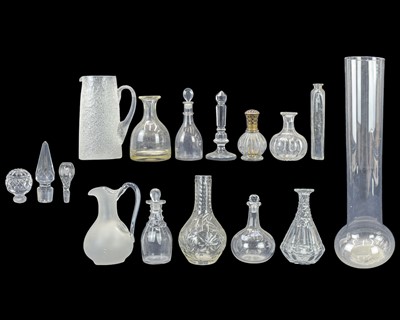 Lot 246 - A 20th century frosted glass jug with ice reservoir.