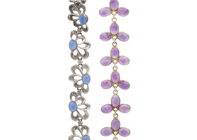Lot 29 - A selection of two silver bracelets.
