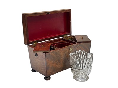 Lot 92 - A William IV figured mahogany tea caddy.