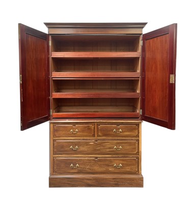 Lot 419 - A late Victorian mahogany linen press.
