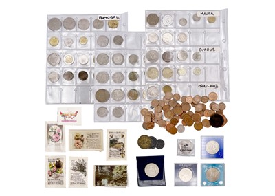 Lot 226 - A selection of GB and World coinage, together with postcards etc.