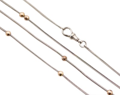 Lot 23 - A silver station-style dog clasp necklace.