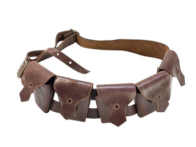 Lot 562 - A WWIi brown leather five pocket bandolier.