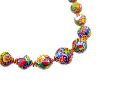 Lot 4 - A MURANO MILLEFIORI glass bead necklace.