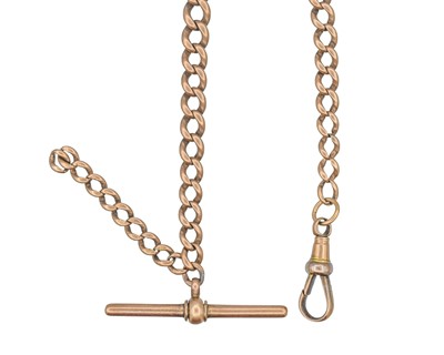 Lot 1148 - A 9ct rose-gold graduated curb link Albert watch chain.