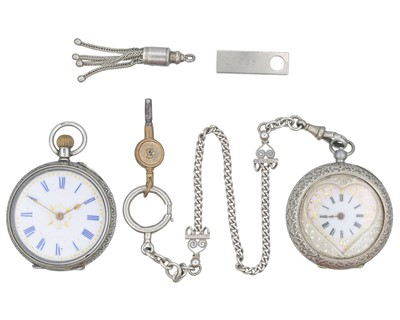 Lot 1132 - Two 0.935 silver ladies' Swiss cylinder pocket watches.