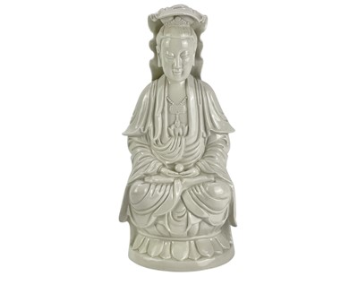 Lot 737 - A Chinese large blanc de Chine figure of a seated Guanyin.