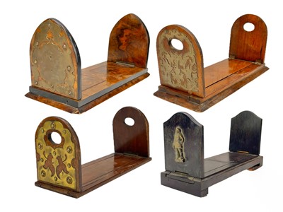 Lot 50 - A Victorian walnut and brass mounted adjustable book slide.